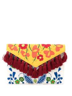 Carolina Herrera клатч с цветочной вышивкой и кисточками