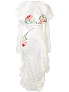 yuhan wang декорированное платье миди с драпировкой