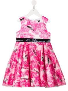 Miss Blumarine сетчатое платье с цветочным принтом