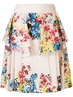 Paule Ka юбка А-силуэта со складками и цветочным принтом