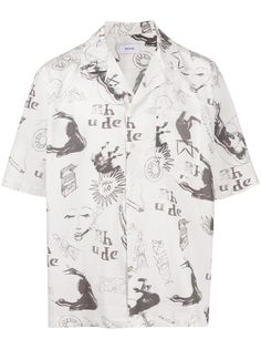 Rhude рубашка с принтом и логотипом