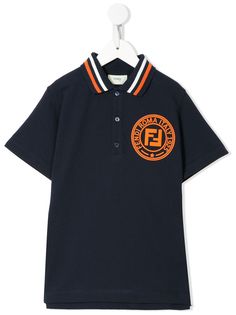 Fendi Kids рубашка-поло с круглой нашивкой-логотипом FF