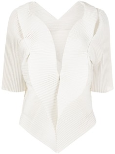 Issey Miyake Pre-Owned плиссированная блузка с лацканами