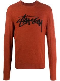 Stussy джемпер с логотипом и эффектом потертости