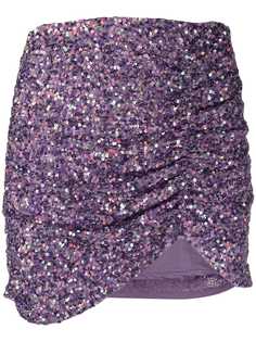 Retrofete юбка мини с вышивкой пайетками и драпировкой