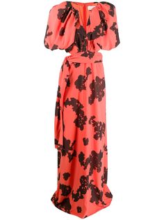 Hellessy платье с цветочным принтом и вырезами