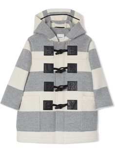 Burberry Kids полосатый дафлкот с логотипом