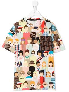 Fendi Kids футболка с принтом и логотипом FF