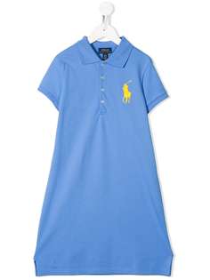 Ralph Lauren Kids платье-рубашка с воротником поло и логотипом