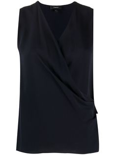 Theory блузка без рукавов с запахом