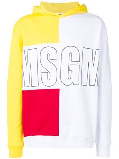 MSGM толстовка дизайна колор-блок с капюшоном