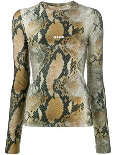MSGM топ с длинными рукавами и змеиным принтом