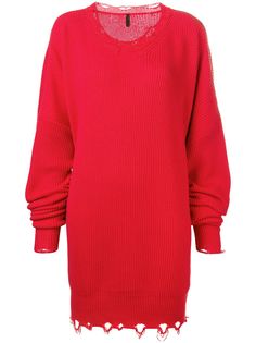 UNRAVEL PROJECT платье-свитер в рубчик с прорванными деталями