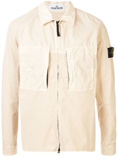 Stone Island куртка-рубашка с нашивкой-логотипом