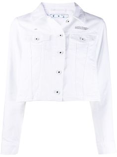 Off-White укороченная джинсовая куртка с логотипом