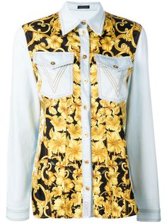 Versace джинсовая рубашка с принтом Baroque