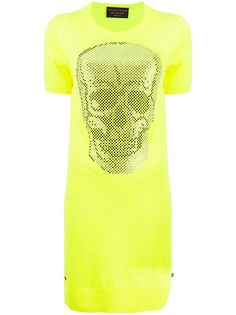 Philipp Plein трикотажное платье с декором Skull