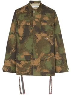 Off-White куртка с камуфляжным принтом и логотипом