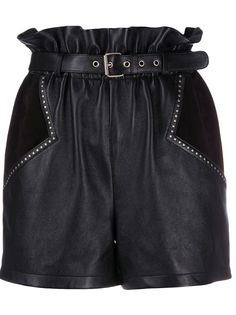 Saint Laurent шорты с заклепками и присборенной талией