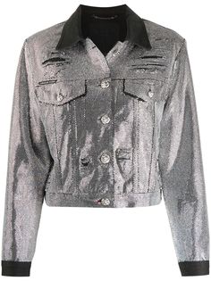 Philipp Plein джинсовая куртка с кристаллами