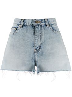 Saint Laurent джинсовые шорты с необработанными краями