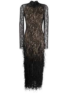 Ralph & Russo кружевное вечернее платье с вышивкой перьями