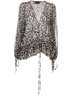 Ermanno Ermanno блузка с завязками и леопардовым принтом