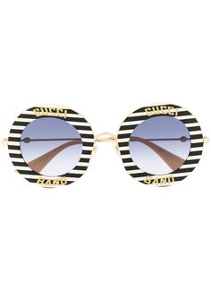Gucci Eyewear солнцезащитные очки в круглой оправе в полоску