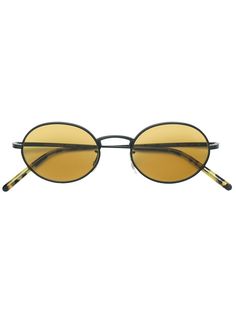 Oliver Peoples солнцезащитные очки в круглой оправе с золотистыми линзами