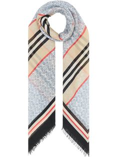 Burberry шарф с монограммой в полоску Icon Stripe