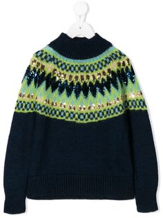 Alberta Ferretti Kids трикотажный джемпер с пайетками