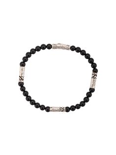 John Hardy Silver Classic Chain Onyx Round Bead Four-Station Bracelet