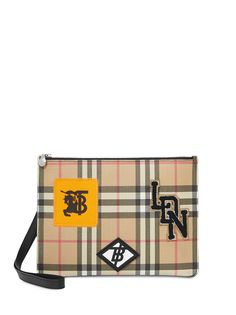 Burberry клатч на молнии в клетку Vintage Check