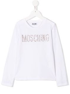 Moschino Kids топ с пайетками и логотипом