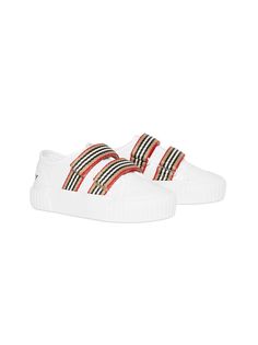 Burberry Kids кроссовки на липучках в полоску Icon Stripe