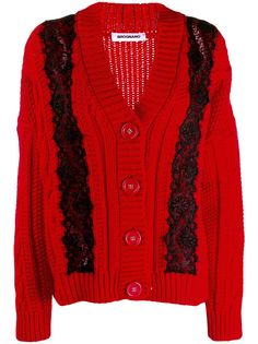 Brognano кардиган крупной вязки с кружевной отделкой