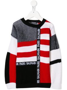 Balmain Kids джемпер со вставками и логотипом