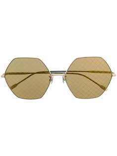 Bottega Veneta Eyewear солнцезащитные очки в шестиугольной оправе