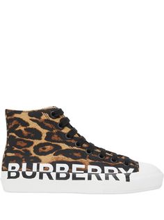 Burberry высокие кеды с леопардовым принтом