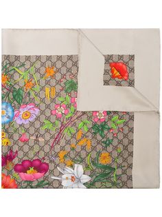 Gucci платок с принтом Flora и логотипом GG