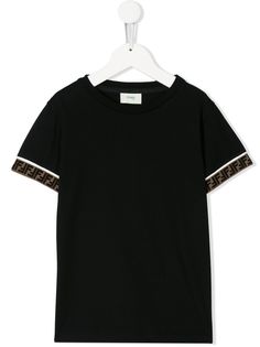 Fendi Kids футболка с контрастными полосками и логотипом FF