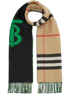Burberry клетчатый шарф с контрастным логотипом