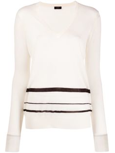 Joseph топ с V-образным вырезом и подолом в полоску