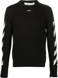 Off-White вязаный джемпер с принтом