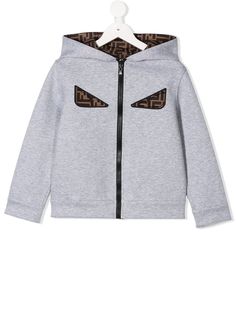 Fendi Kids худи на молнии с узором FF и принтом