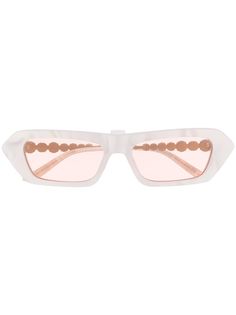 Gucci Eyewear солнцезащитные очки в прямоугольной оправе с кристаллами