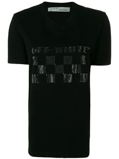 Off-White футболка с декорированным логотипом