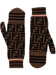 Fendi кашемировые перчатки с логотипом