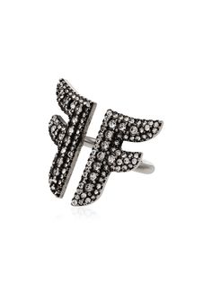 Fendi кольцо Flying F с кристаллами