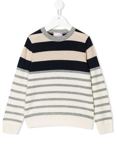 Brunello Cucinelli Kids свитер в полоску с круглым вырезом